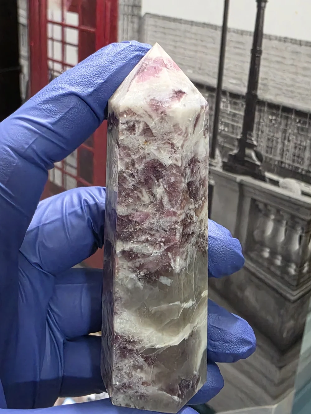 Pink tourmaline tower, also known as a Rubellite tower